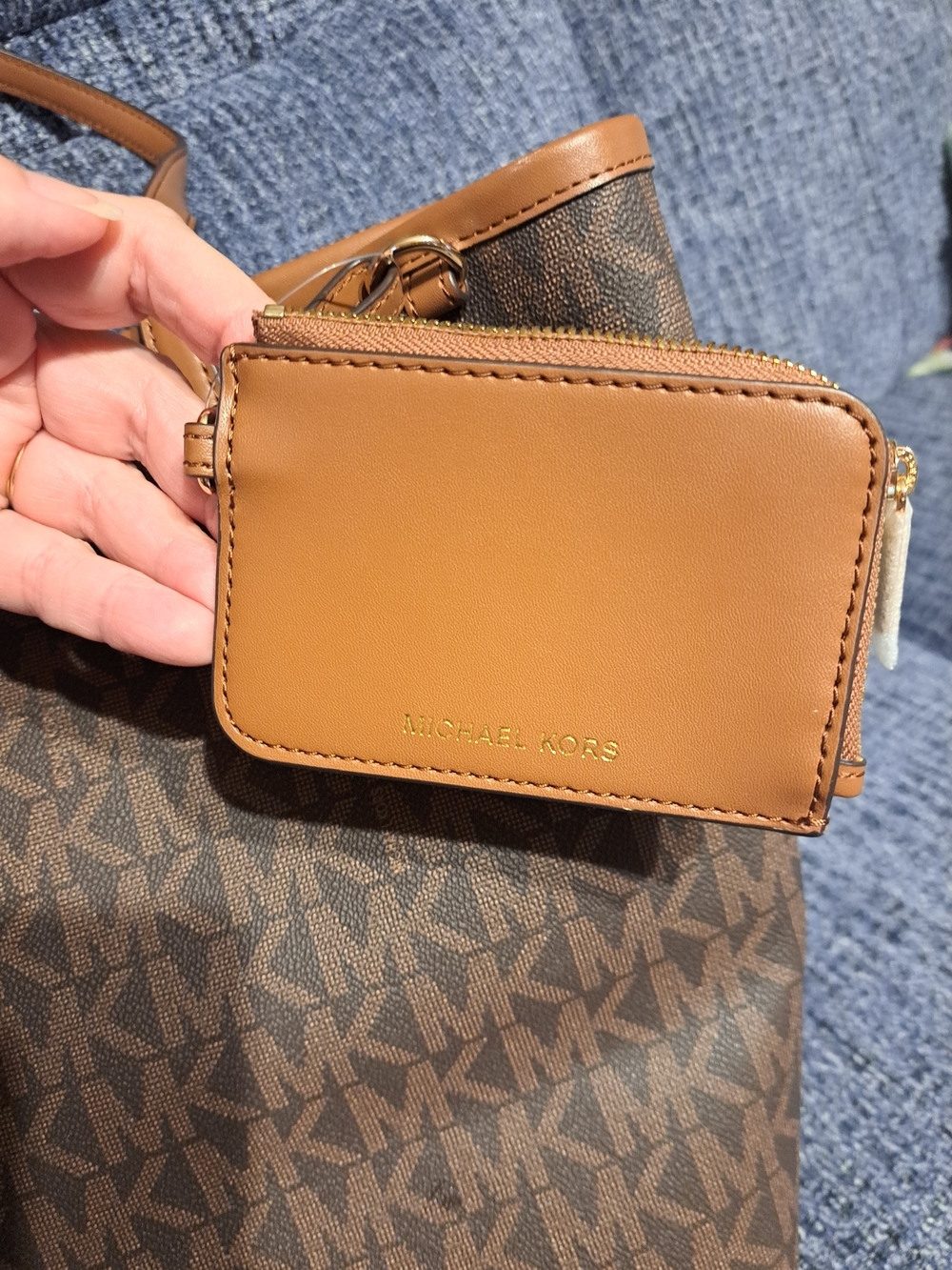 Michael Kors Brown Logo Tote with Tan Trim - Picture 6 of 6